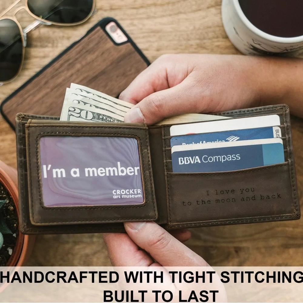 Personalized Wallet, Mens Wallet, Engraved Wallet, Leather Wallet, Custom - Picture 5 of 6
